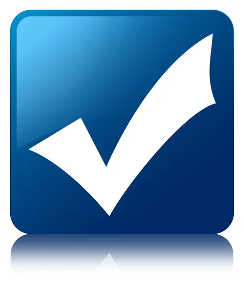 Validation icon glossy blue reflected square button — Stock Photo, Image