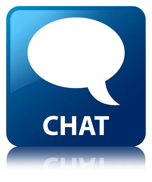 Chat glossy blue reflected square button — Stock Photo, Image