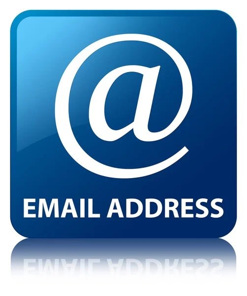 E-mail adres błyszczący niebieski odbicie przycisk kwadratowy — Zdjęcie stockowe