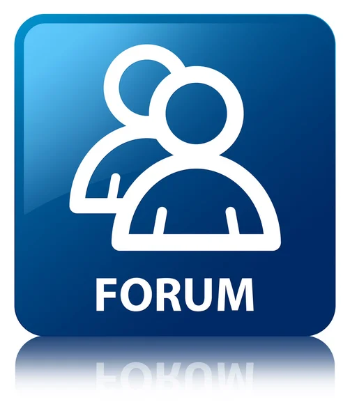 Forum (gruppikon) blank blå reflektert firkantet knapp – stockfoto