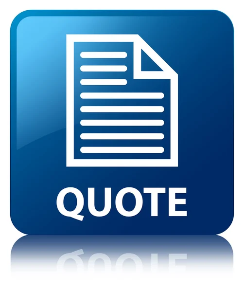 Quote (page icon) glossy blue reflected square button — Stock Photo, Image