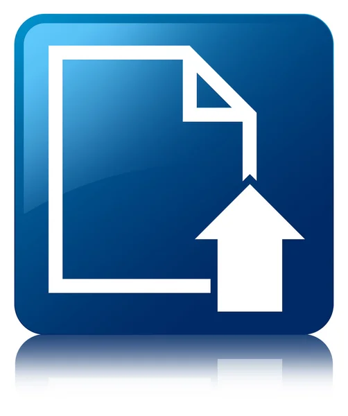 Przycisk "Wyślij" dokumentu ikona błyszczący niebieski odbicie kwadrat — Zdjęcie stockowe