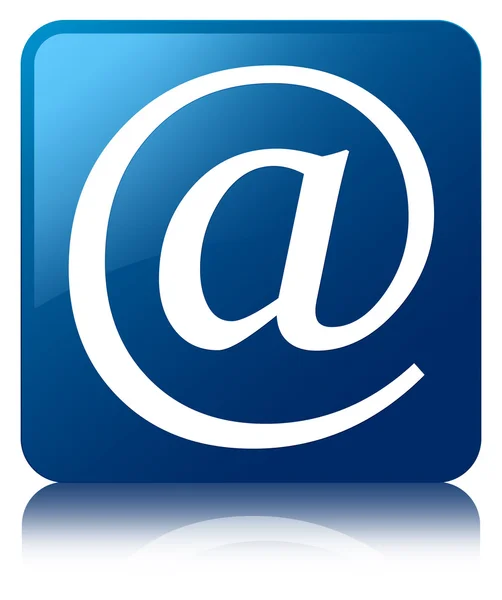 Email address icon glossy blue reflected square button — Stock Photo, Image