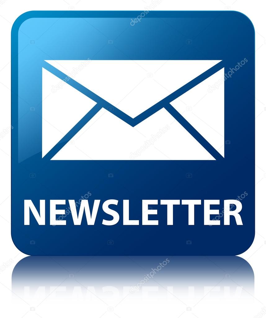 Newsletter (email icon) glossy blue reflected square button