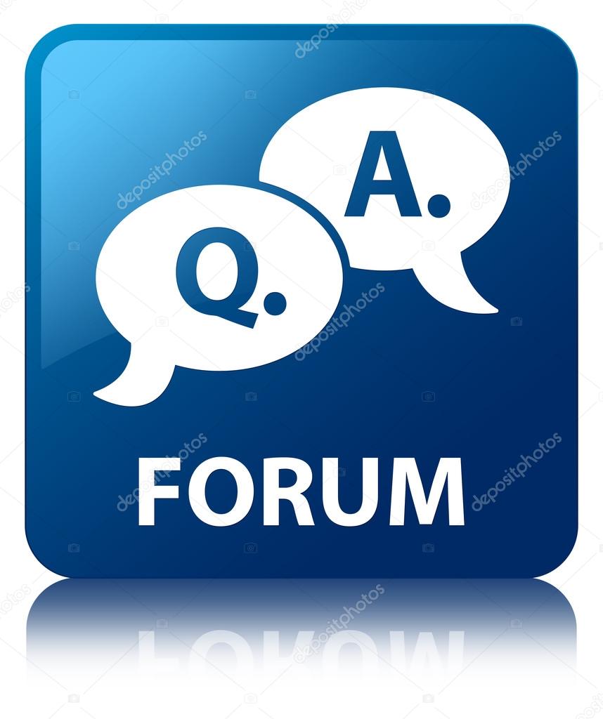 Forum (question answer bubble icon) glossy blue reflected square