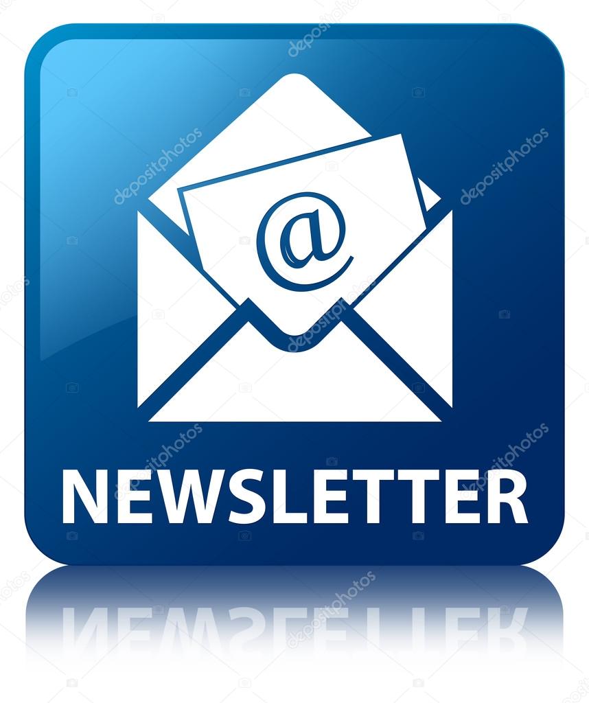 Newsletter (Email icon) glossy blue reflected square button