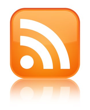 RSS parlak turuncu kare düğme yansıyan