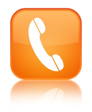 Telefon simgesi parlak turuncu kare düğme yansıyan