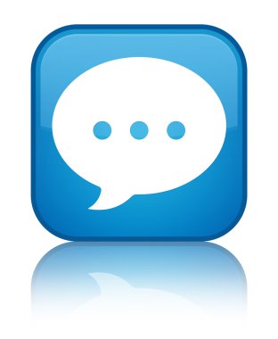 Konuşma simgesini parlak mavi kare düğme yansıyan