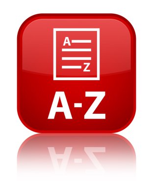 A'dan Z'ye parlak kırmızı kare düğme yansıyan