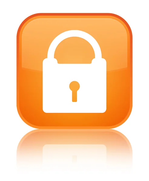 Hangslot pictogram glanzende oranje weerspiegeld vierkante knop — Stockfoto