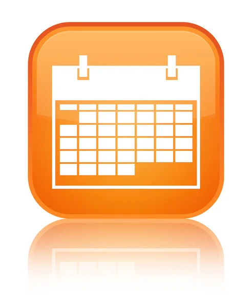 Kalender-Symbol glänzend orange reflektiert quadratischen Knopf — Stockfoto