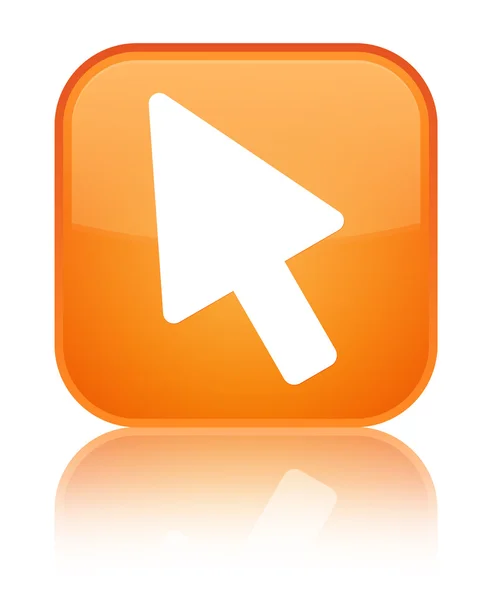 Icono del cursor brillante naranja reflejado botón cuadrado — Foto de Stock