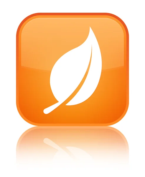 List (přírodní rostlinné) ikonu lesklé oranžové odráží čtvercové tlačítko — Stock fotografie