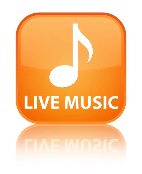 Música en vivo brillante naranja reflejado botón cuadrado — Foto de Stock