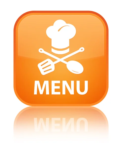 Menu arancio lucido pulsante quadrato riflesso — Foto Stock