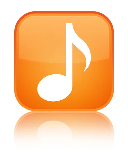 Icono de música brillante naranja reflejado botón cuadrado — Foto de Stock