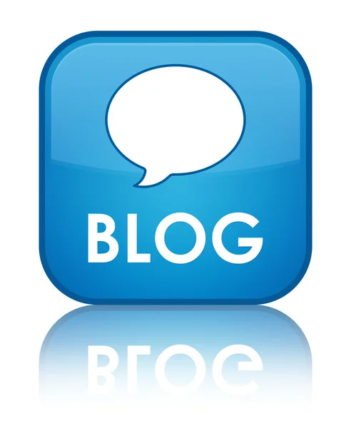 Blog parlak mavi kare düğme yansıyan