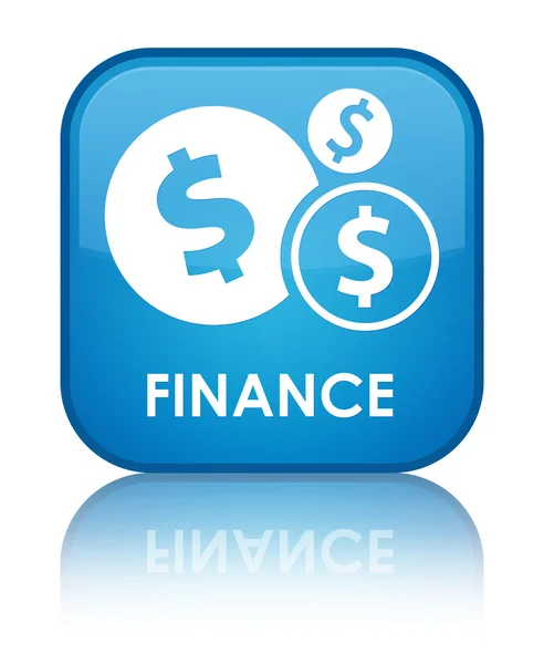 Financiën (dollar) weerspiegeld glanzende blauwe vierkante knop — Stockfoto