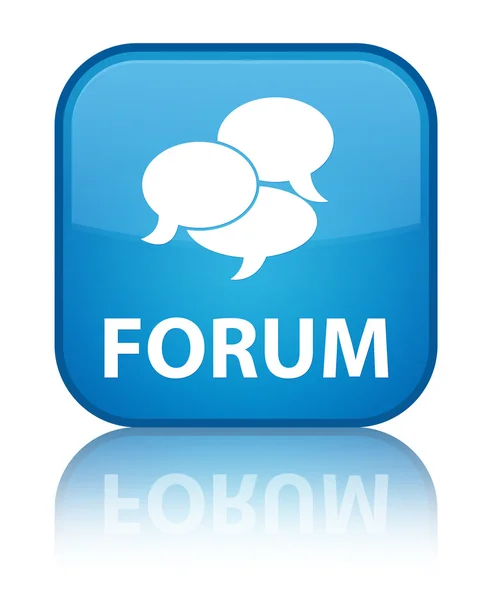 Forum glossy blue reflected square button — Stock Photo, Image