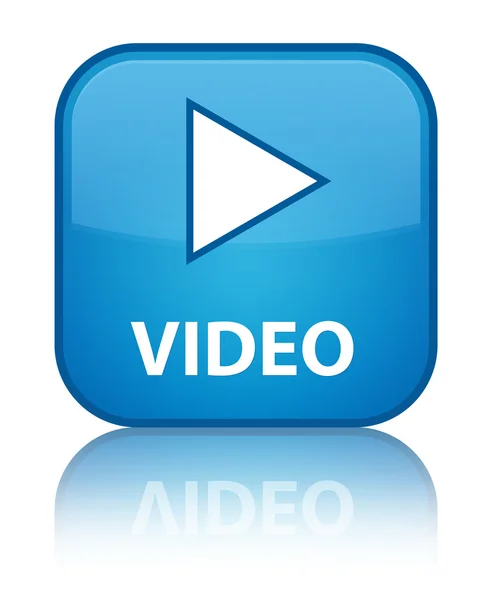 Vídeo brillante azul reflejado botón cuadrado — Foto de Stock