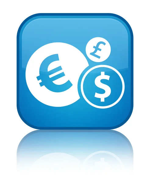 Finanza icona blu lucido riflesso pulsante quadrato — Foto Stock