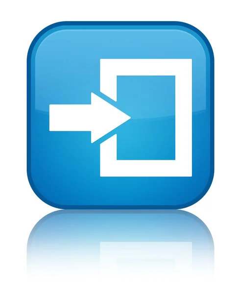 Login-Symbol glänzend blau reflektiert quadratischen Knopf — Stockfoto