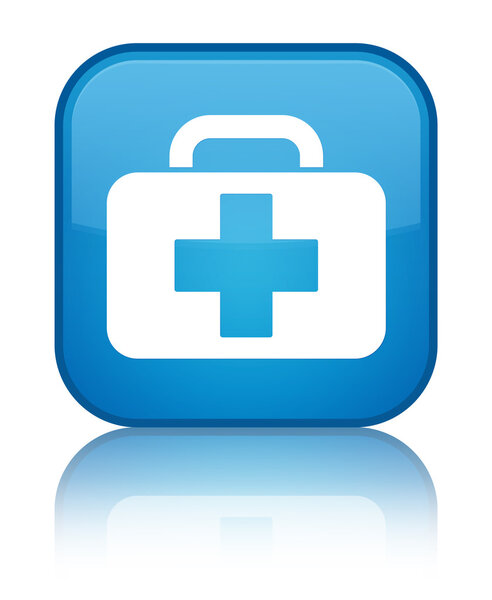 Medical bag icon glossy blue reflected square button