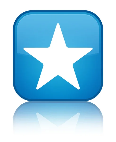 Błyszczący gwiazda ikona niebieski odbicie przycisk kwadratowy — Zdjęcie stockowe
