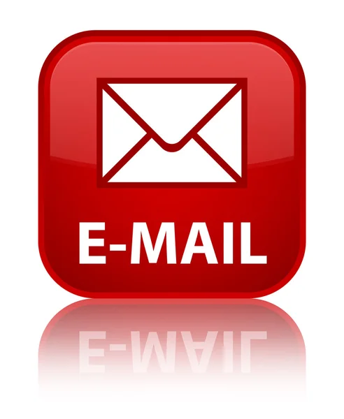 전자 메일 광택 빨간색 사각형 버튼 반영 — 스톡 사진