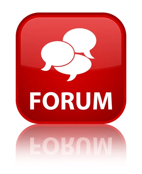 Forum glossy red reflected square button — Stock Photo, Image