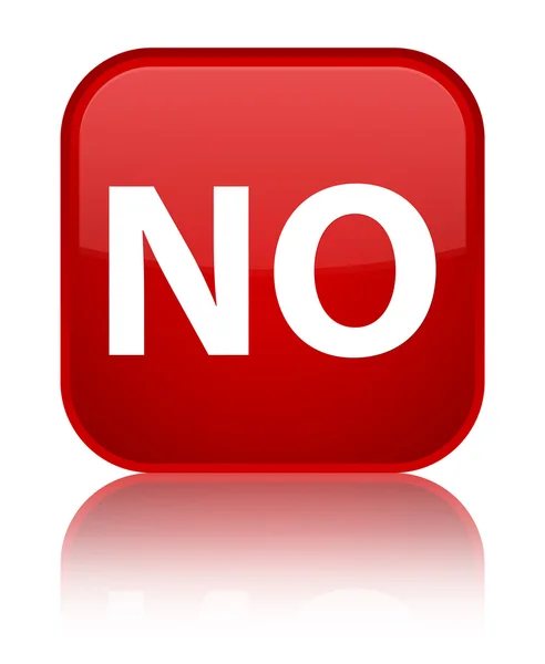 NO glossy red reflected square button — Stock Photo, Image