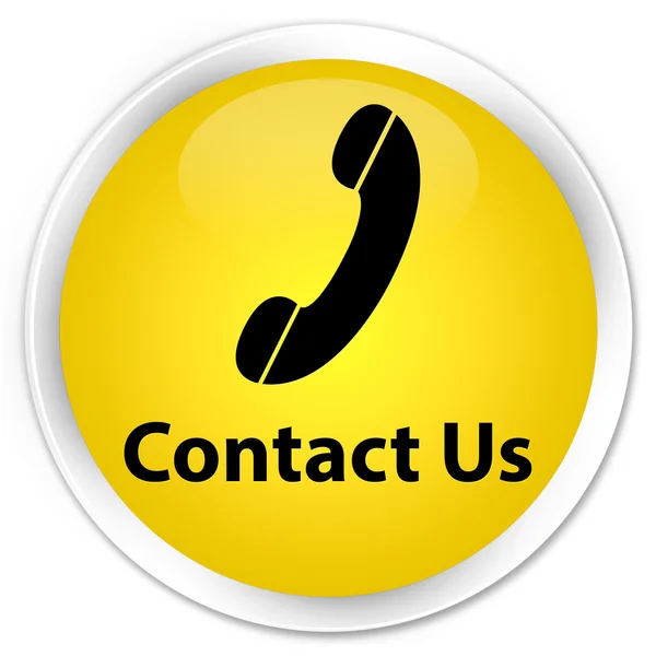 Contacte-nos (ícone do telefone) botão amarelo — Fotografia de Stock