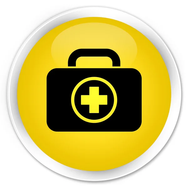 První pomoc kit bag ikonu žluté tlačítko — Stock fotografie