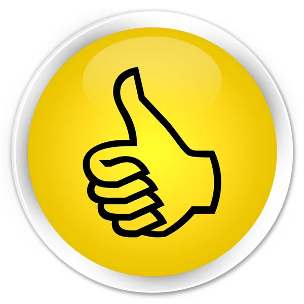 Pulgares arriba icono botón amarillo — Foto de Stock