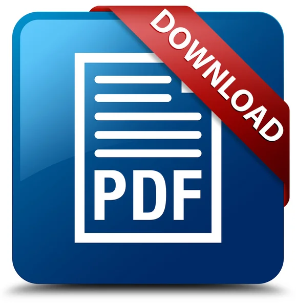 (Pdf belge simgesi) parlak mavi kare düğme download — Stok fotoğraf