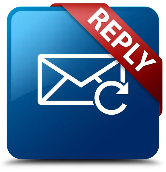 Reply email icon glossy blue square button — Stock Photo, Image