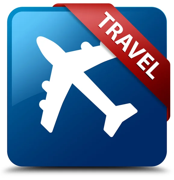 Travel glossy blue square button — Stock Photo, Image