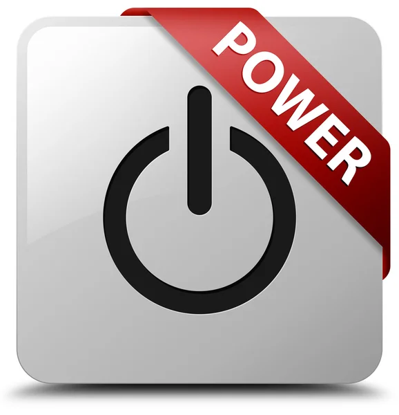 Power glossy white square button — Stock Photo, Image
