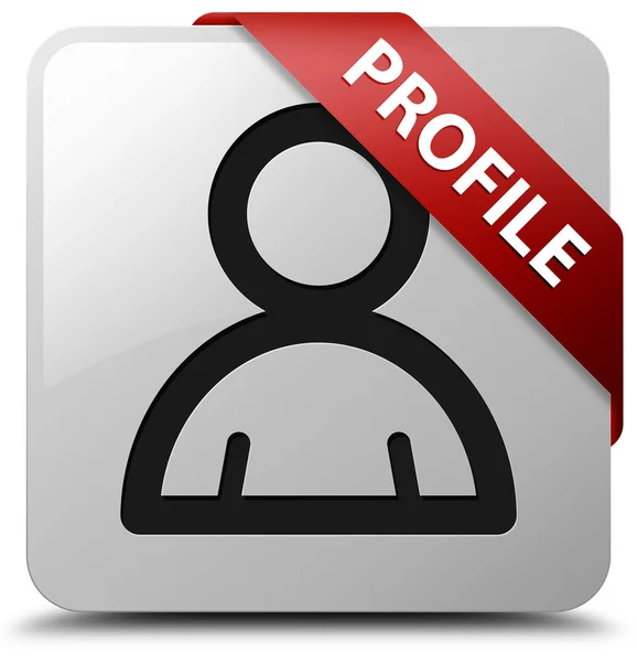 Profile glossy white square button — Stock Photo, Image