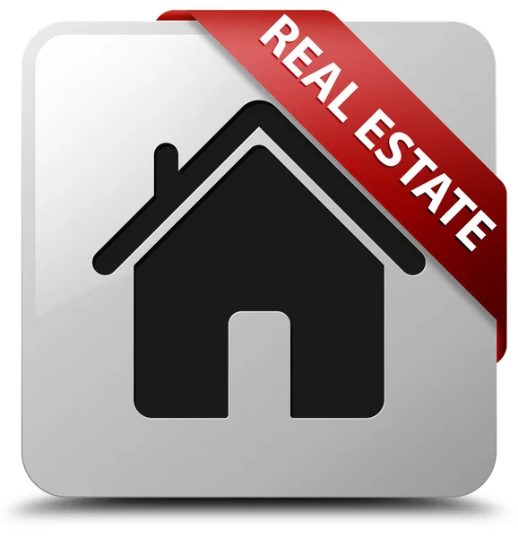 Real estate glossy white square button — Stock Photo, Image