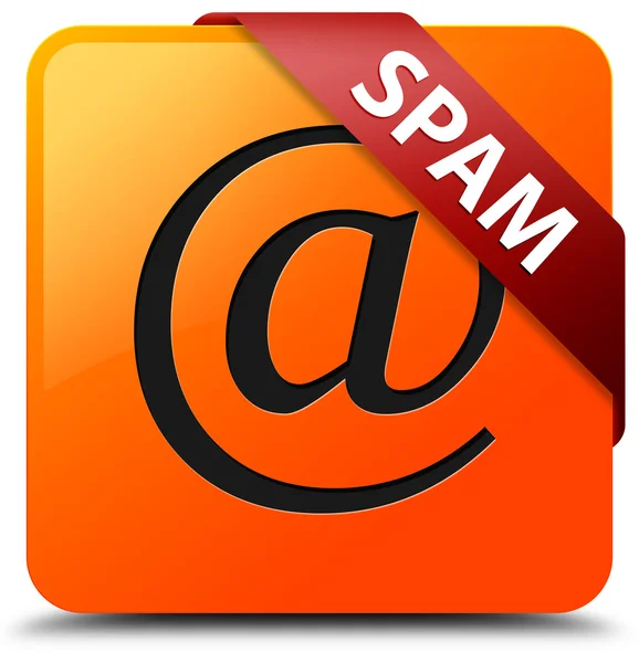 Spam (email address icon) glossy yellow square button — Stock Photo, Image