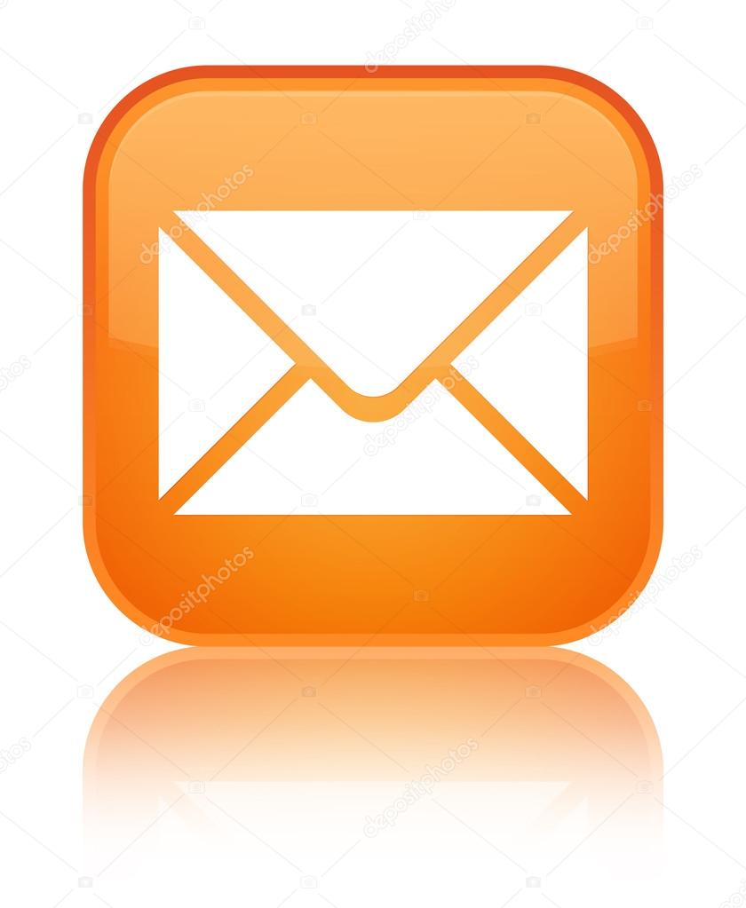 Email icon glossy orange reflected square button