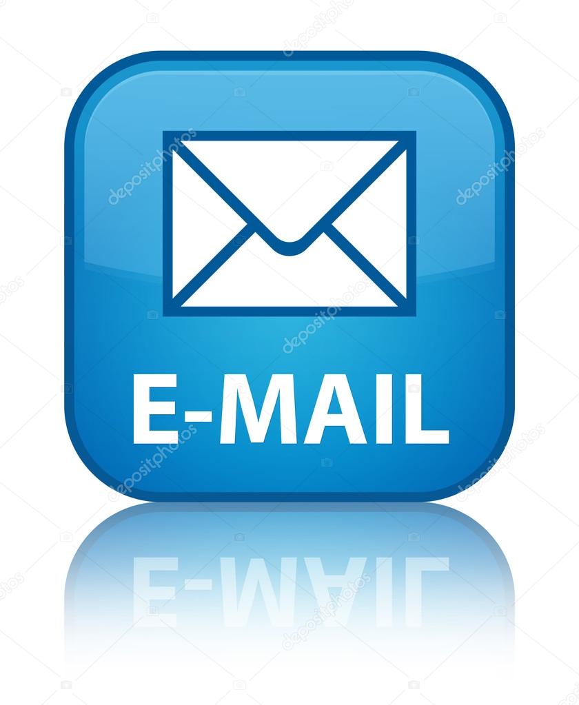 E-mail glossy blue reflected square button