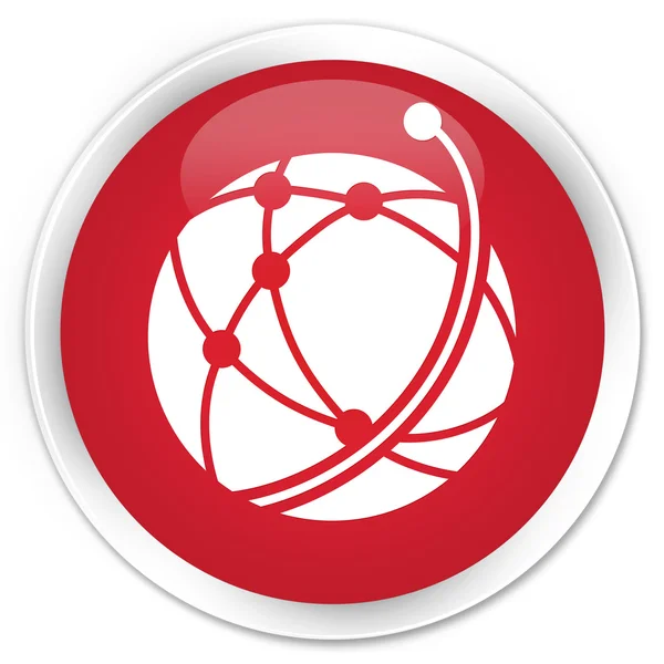 Глобальна червона кнопка піктограми мережі — стокове фото