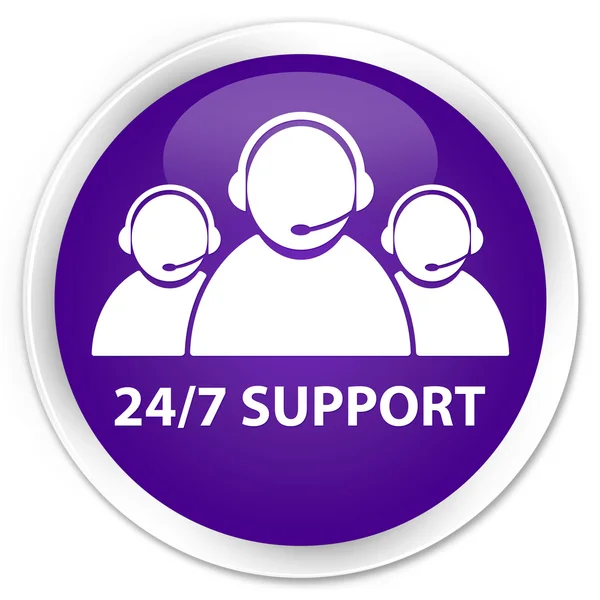 24by7 支持 (客户服务团队图标) 紫色按钮 — 图库照片