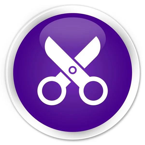 Nożyczki fioletowy ikona przycisku — Zdjęcie stockowe