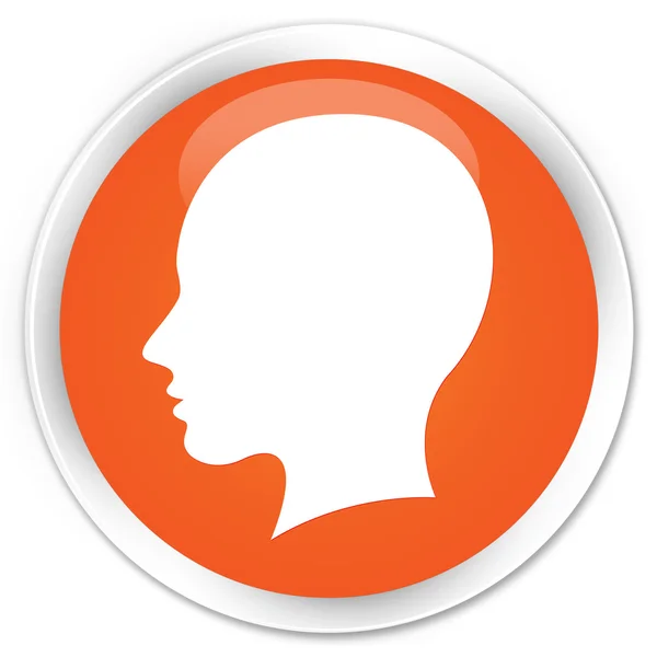 Ícone de rosto feminino botão laranja — Fotografia de Stock