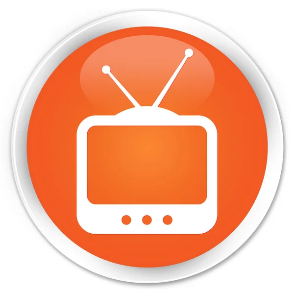 Icono de TV botón naranja —  Fotos de Stock