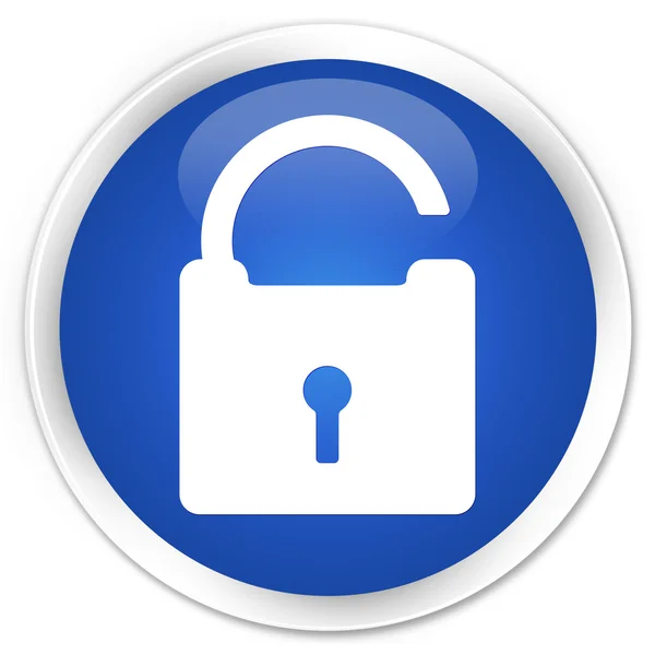 Unlock icon blue button — Stock Photo, Image